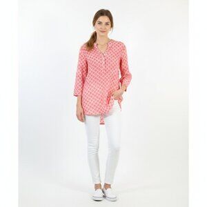 *Mohagany Pink Half Button Down Long Sleeve Tunic